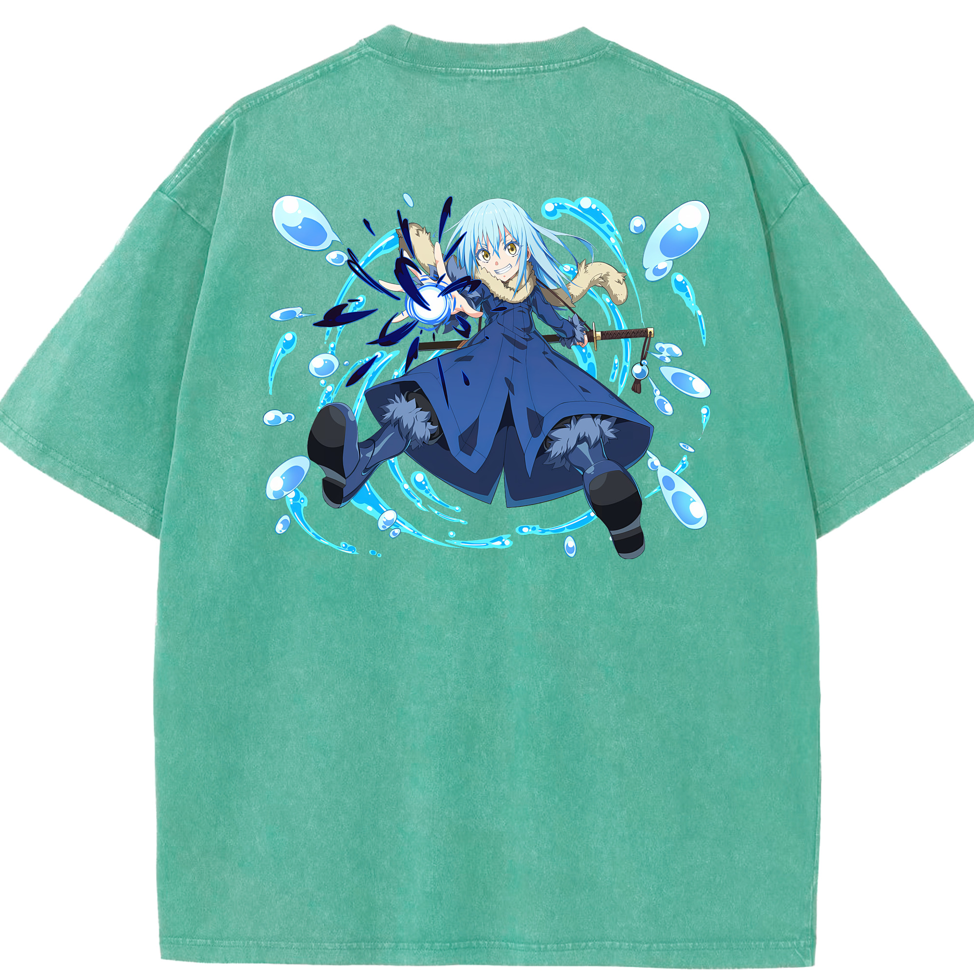 （画像用） 転スラ Regarding Reincarnated to Slime 綿100% ヴィンテージ風 半袖Tシャツ（背面プリント）